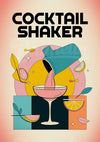 Affiche Shaker rétro avec verre martini Cocktail