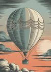 Affiche montgolfière ciel coucher soleil rétro