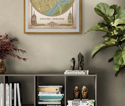 affiche plan de paris vintage
