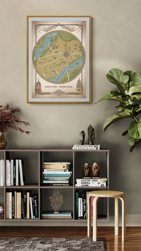 affiche plan de paris vintage