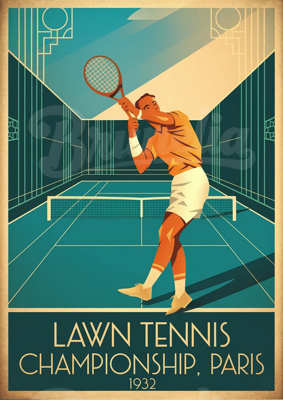 affiche ancienne de tennis