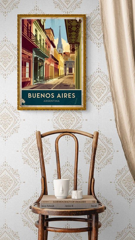 Affiche façades anciennes rétro Buenos Aires