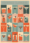 Affiche des cocktails classiques rétro Art déco