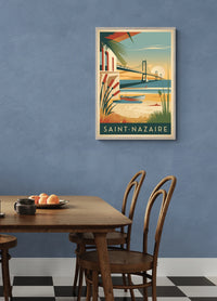 Affiche Saint-Nazaire pont suspendu vintage