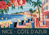 Affiche rétro Nice plage et parasols années 1930