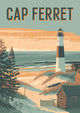 Affiche Cap Ferret phare et maisons de la côte atlantique
