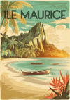 Affiche Île Maurice paysage tropical baie montagne