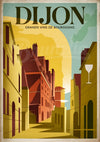 Affiche Dijon Bourgogne vins de France style Art déco