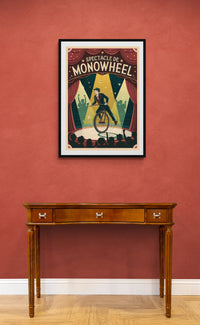 Affiche monocycle acrobate spectacle cirque rétro