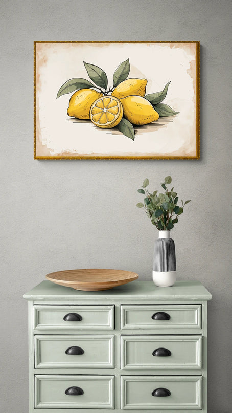 Affiche citron jaune vintage