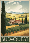 Affiche SUD-OUEST paysage toscan et vignobles