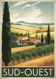 Affiche SUD-OUEST paysage toscan et vignobles