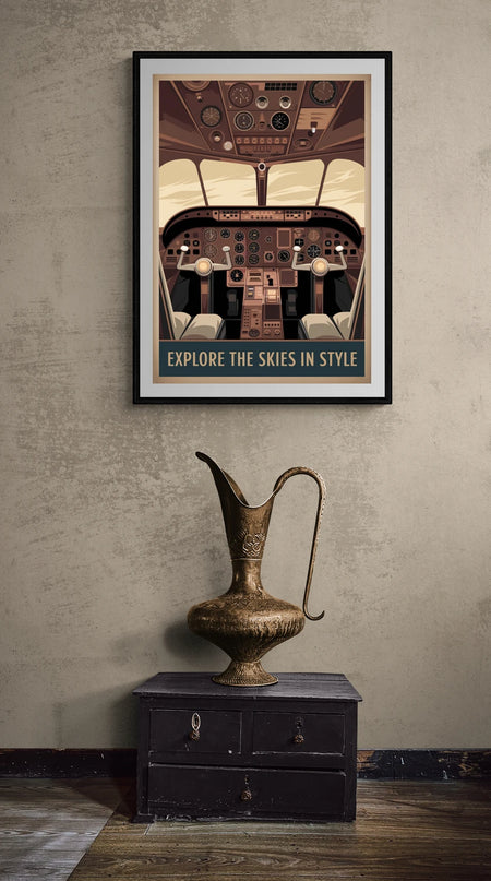 affiche vintage cockpit