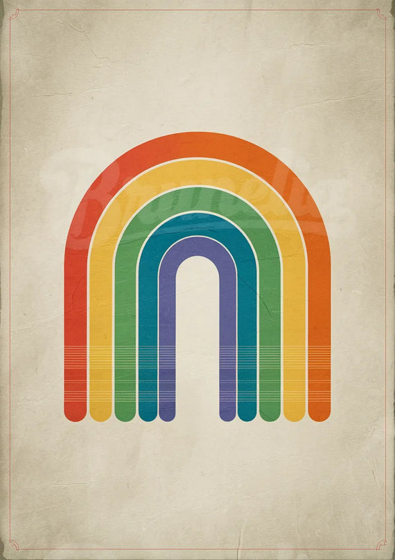 Affiche vintage dégradé arc-en-ciel