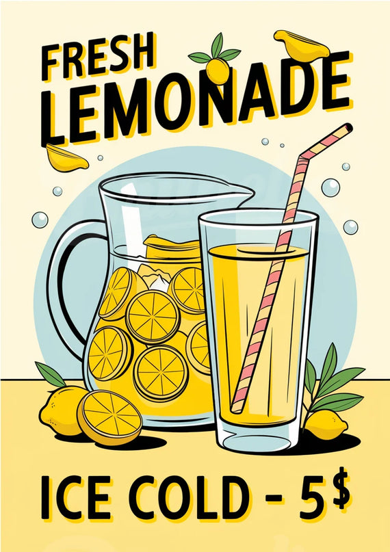 Affiche limonade fraîche vintage