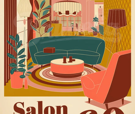 Affiche salon années 60 vintage