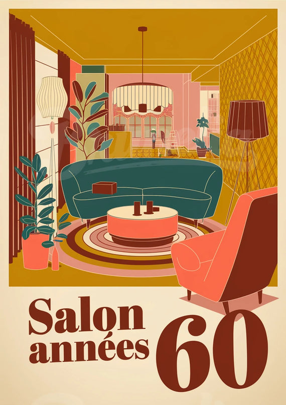 Affiche salon années 60 vintage