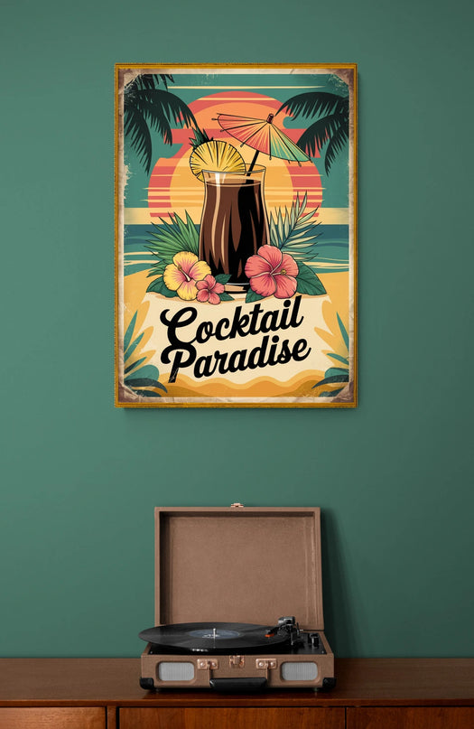 Affiche vintage cocktail tropical