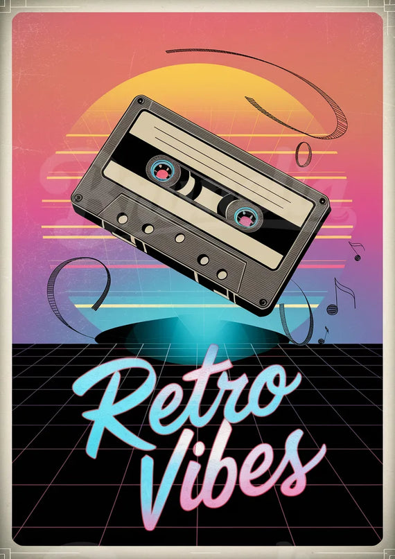Affiche vintage cassette vidéo stylisée