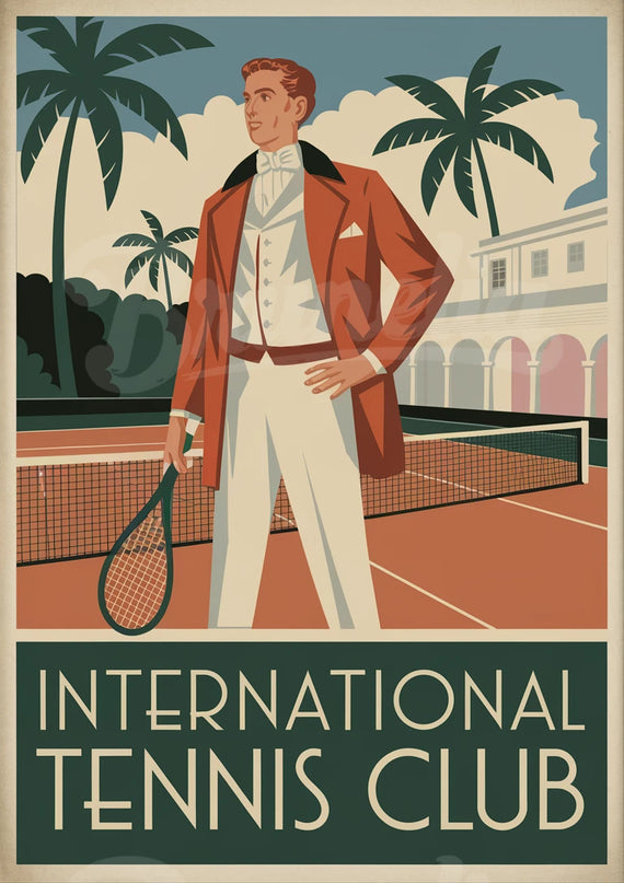 Affiche vintage ambiance club de tennis
