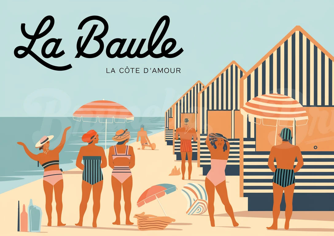Affiche plage La Baule rétro