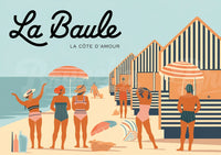 Affiche La Baule Côte d'Amour baigneurs cabines bain
