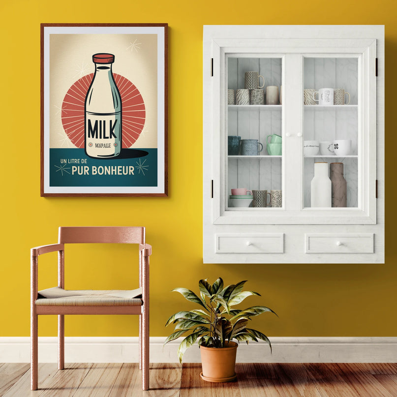 Affiche bouteille lait rétro 1