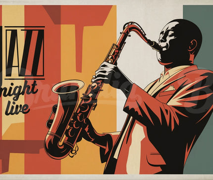 Affiche vintage saxophone jazz