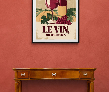 Affiche vintage dégustation de vin
