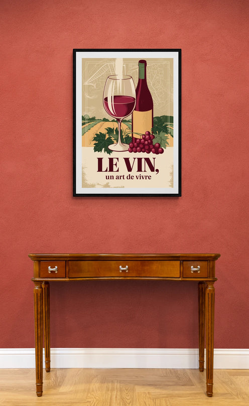 Affiche vintage dégustation de vin