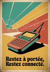 Affiche téléphone mobile rétro années 1980 connectivité