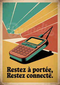 Affiche téléphone mobile rétro années 1980 connectivité