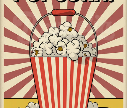 Affiche seau pop-corn rétro