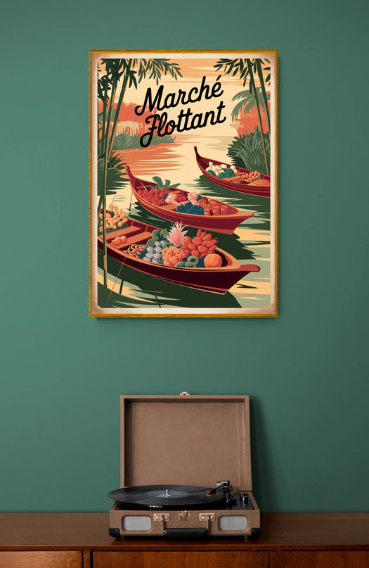 Affiche marché flottant rétro