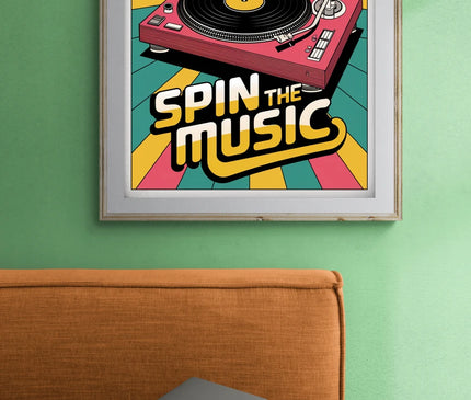 Affiche vintage tourne-disque