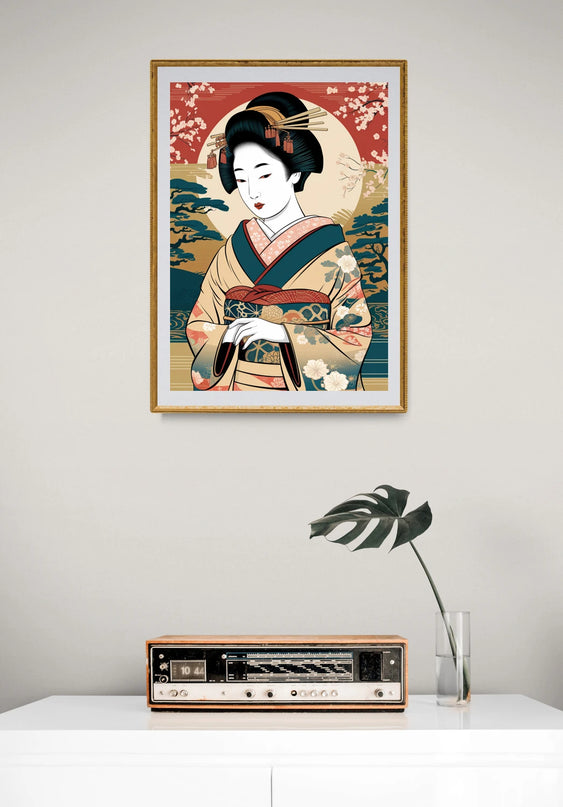 Affiche ambiance geisha vintage