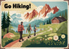Affiche invitation à la randonnée en montagne vintage
