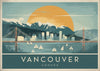 Affiche Vancouver pont et voiliers style art déco