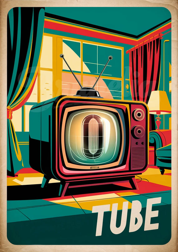 Affiche téléviseur à tubes vintage