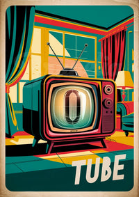 Affiche télévision rétro design années 1950
