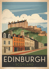 Affiche Édimbourg château écossais style rétro