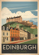 Affiche Édimbourg château écossais style rétro