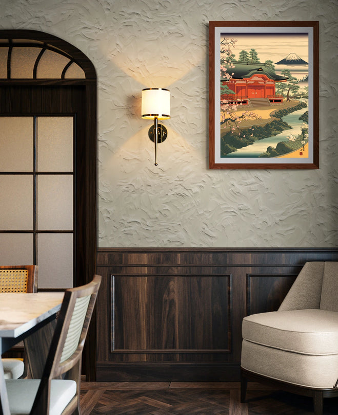 Affiche vintage architecture en bois japonaise