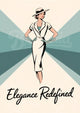 Affiche Élégance Redéfinie chapeau panama robe blanche