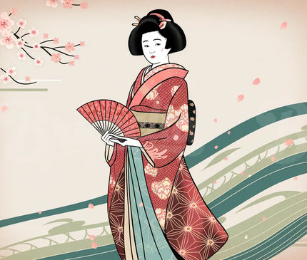 Affiche vintage kimono traditionnel