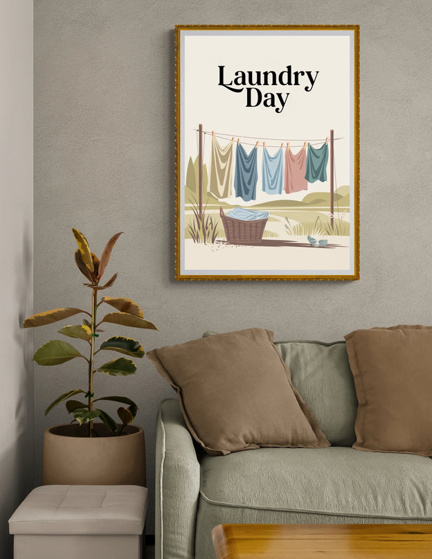 affiche linge suspendu rétro 1