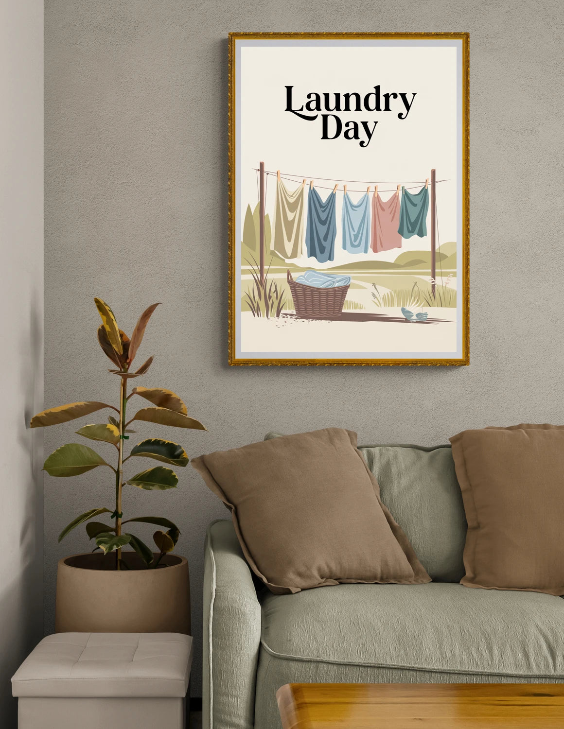 affiche linge suspendu rétro 1