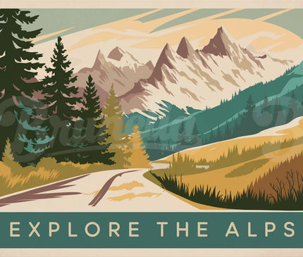 Affiche vintage montagne