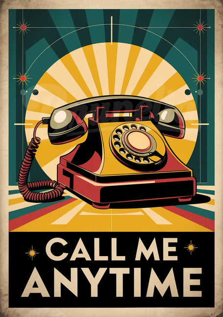 Affiche vintage combiné téléphonique filaire