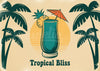 Affiche boisson tropicale rétro avec cocktail et palmiers